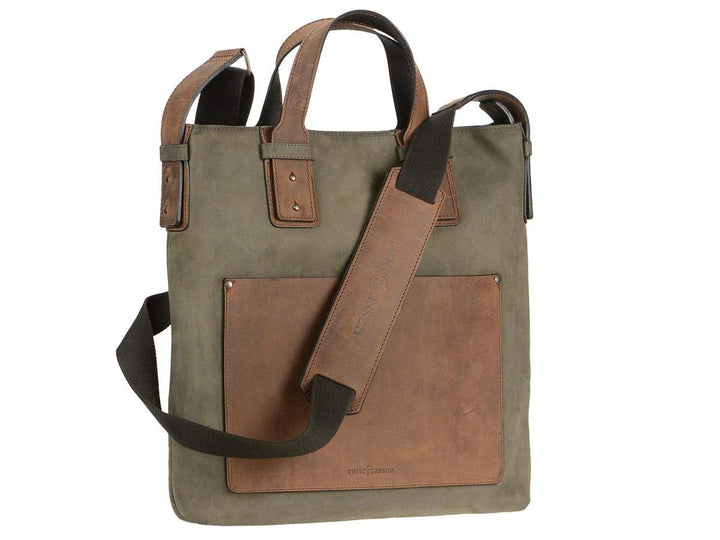 Ruitertassen Shopper Handtasche Umhängetasche Damen Herren Business Leisure Bag Leder Khaki braun