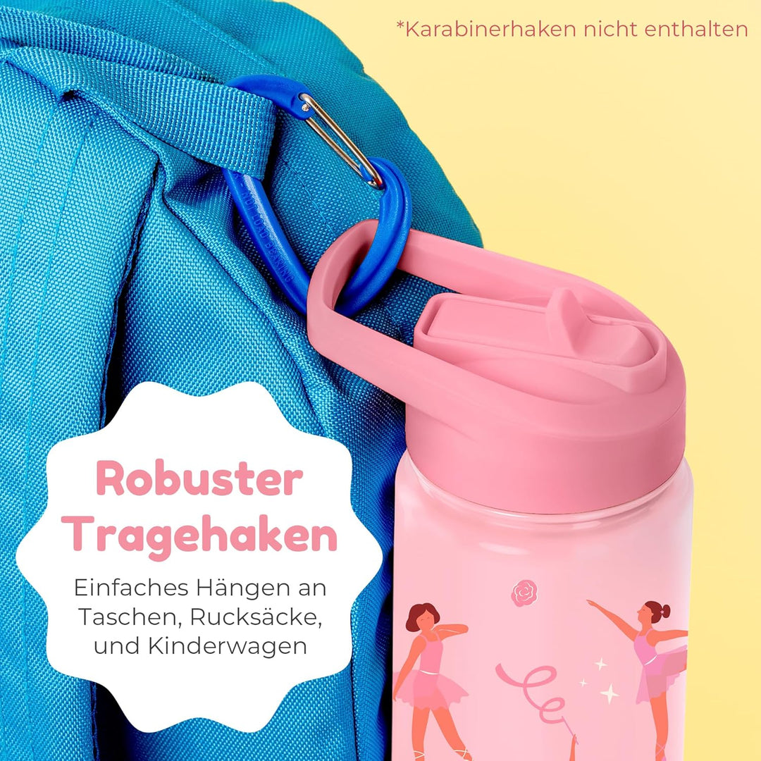 BOZ Trinkflasche mit Strohhalm Kinder, Doppelwandig Vakuumisolierte Edelstahl Kindertrinkflaschen fü