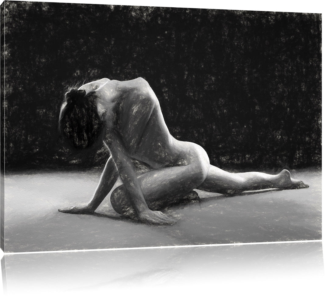 Pixxprint Schöne sexy Frau Macht Yoga Kunst als Leinwandbild/Grösse: 100x70 / Wandbild/Kunstdruck/fe