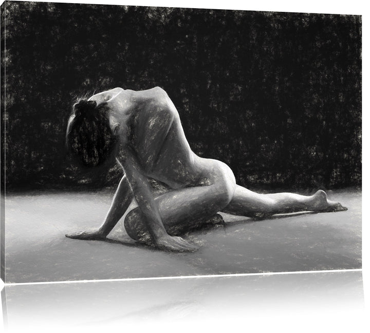 Pixxprint Schöne sexy Frau Macht Yoga Kunst als Leinwandbild/Grösse: 100x70 / Wandbild/Kunstdruck/fe