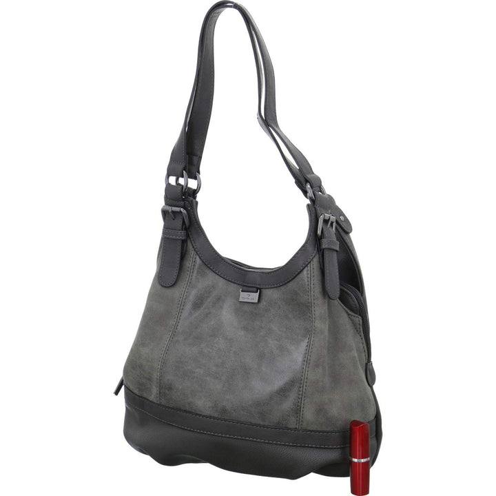 TOM TAILOR bags Juna Damen Shopper Umhängetasche Reissverschluss Klein 31 x 14 x 29 Grau, 31 x 14 x