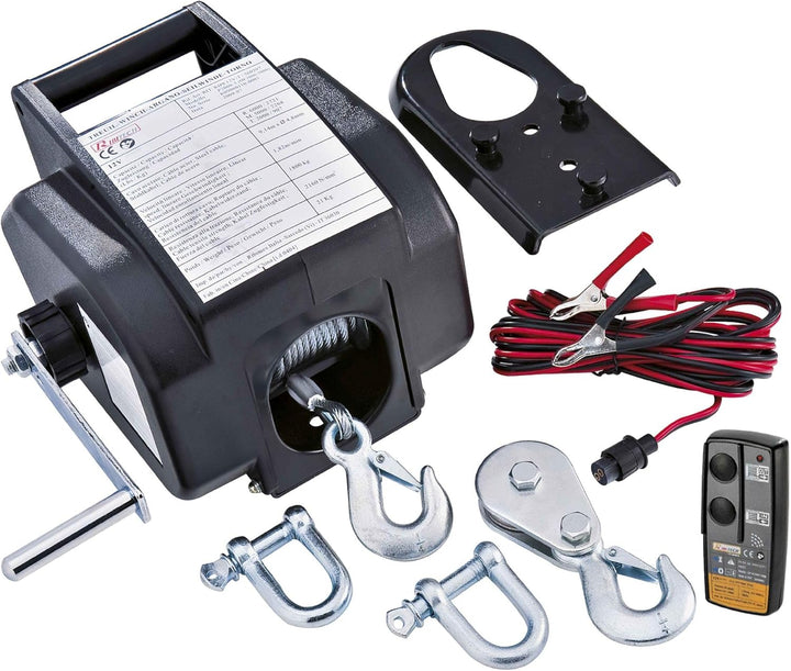 RIBITECH 4277 Seilwinde für Auto, 5 t, vorwärts und rückwärts, 12 V, schwarz