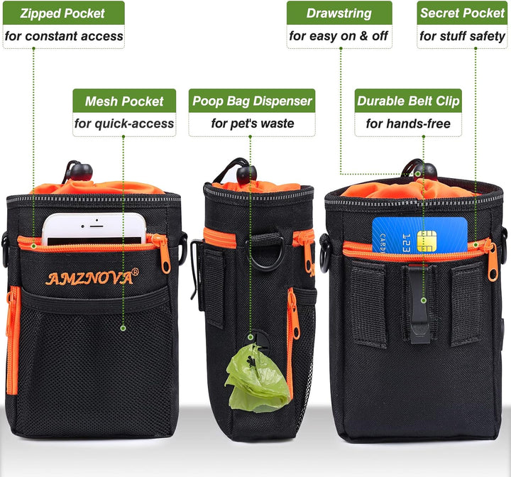 AMZNOVA Futterbeutel Hund Treatkit Leckerlitasche für Hunde, Leckerli Tasche für Hundetraining, Gass