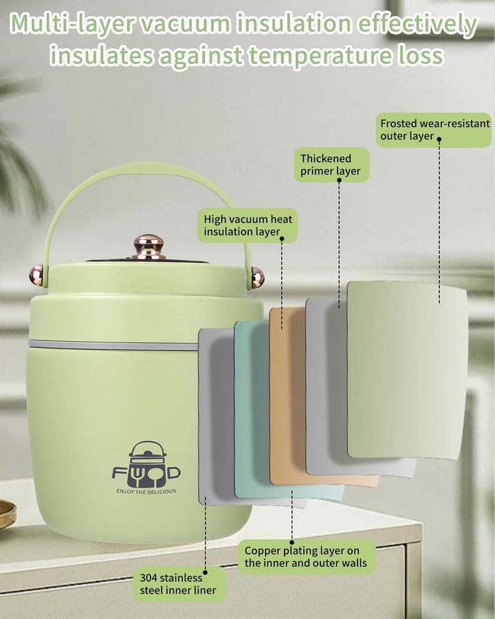 Thermobehälter für Essen 1.2L, Edelstahl Warmhaltebehälter , Auslaufsichere Thermo Lunchbox mit Klap