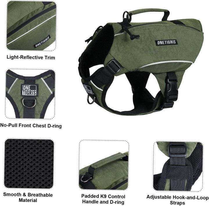 OneTigris CAMELUS Hunderucksack Reissen Camping Wandern Hundebackpack für M/L Grösse Hunde (L, Range