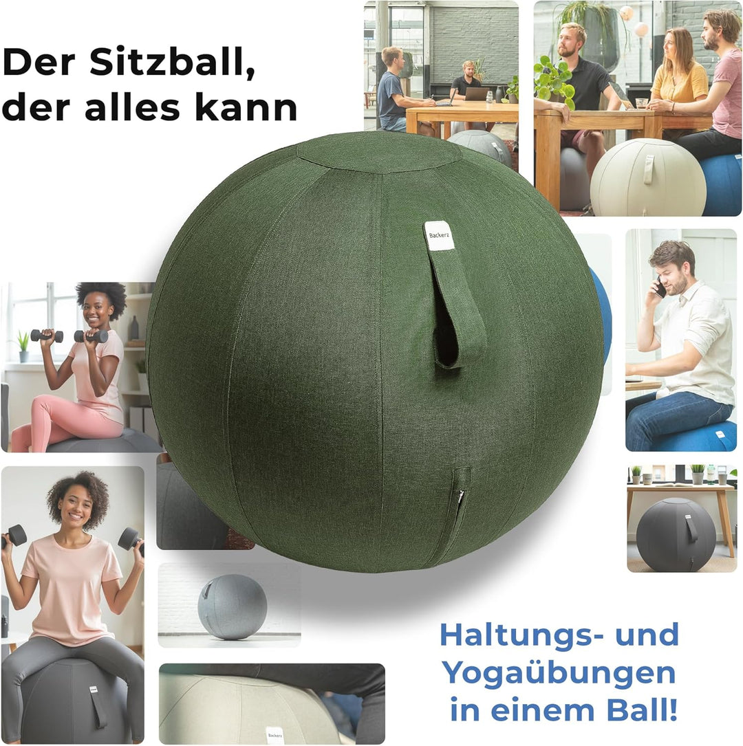 Sitzball Büro Ergonomisch 55 cm, Ergonomische Sitzmöbel für Büro und Heimbüro, Langlebiger Stoff, Gy
