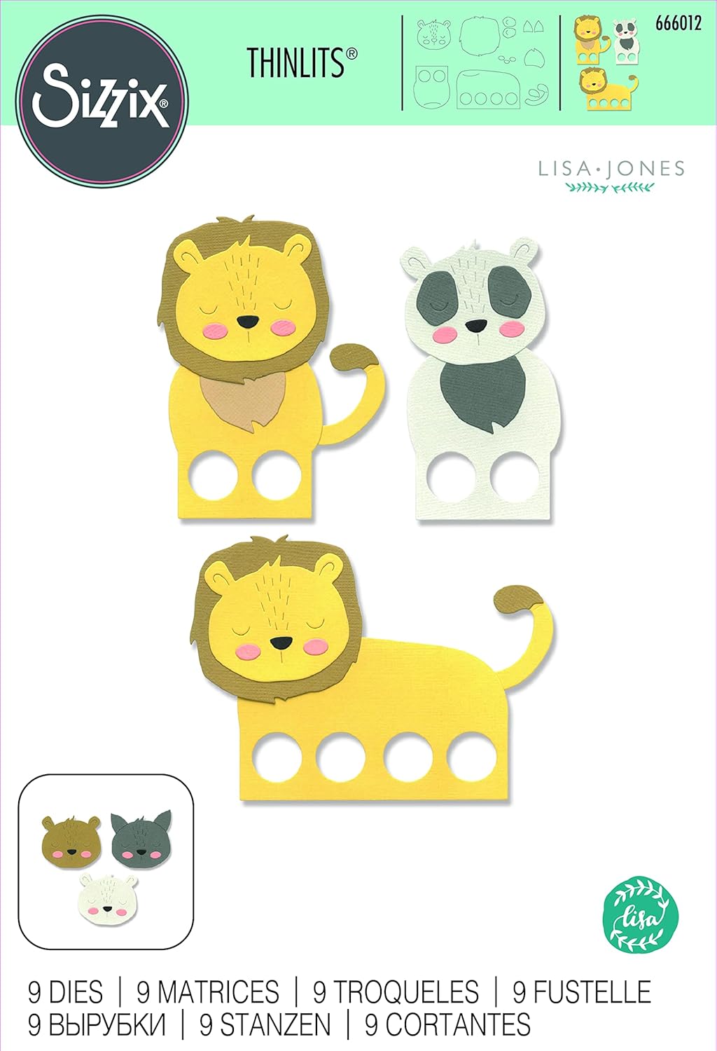 Sizzix Thinlits Stanzformset 9 Stück Tier-Fingerpuppen von Lisa Jones | 666012 | Kapitel 4 2022 Wafe