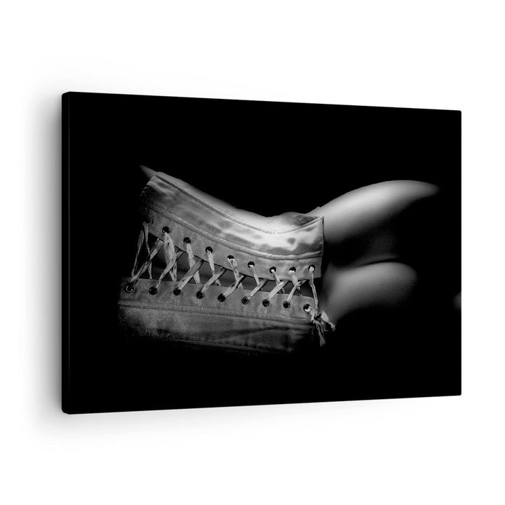 Bilder auf Leinwand Weiblicher Körper Leder Korsett Frau Leinwandbild 70x50cm Wandbilder Dekoration