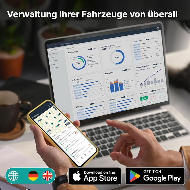 Cynatix GPS Tracker 1-Jahres-Komplettpaket ohne ABO für Auto, LKW, Transporter, Wohnmobil mit Echtze