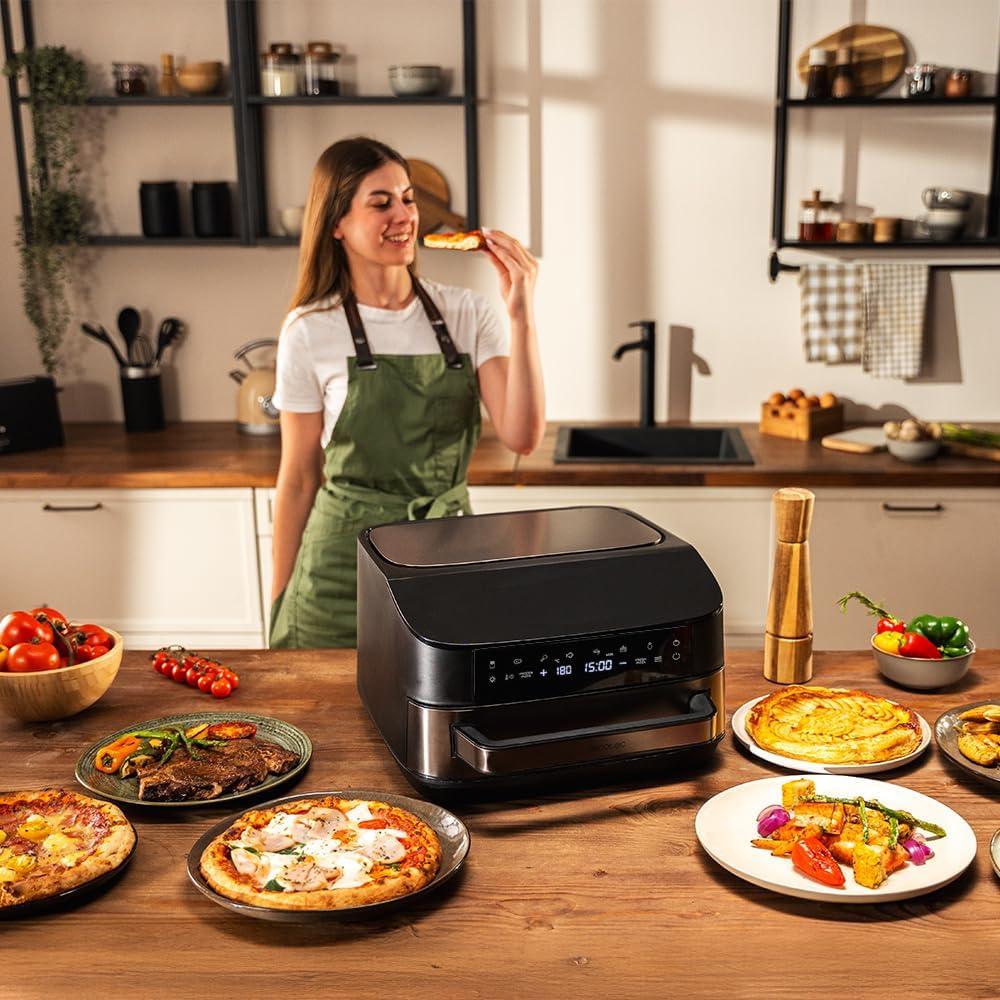 Cecotec Elektrischer Ofen für Pizza 7 l Pizza & Fry 7000. 2200 W, Pizza mit 13 Zoll, Touchscreen, 8