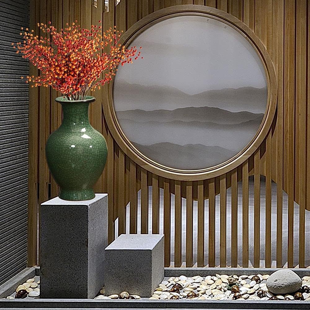 Chinesische Keramik-Kunst, handgefertigt, antike Eisriss-Glasur, grosse Porzellan-Blumenvase für Hei