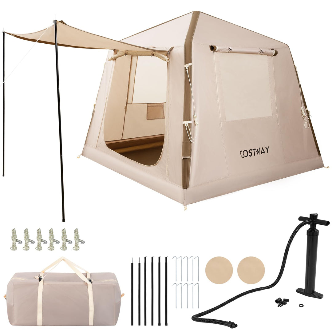 FANTASK Aufblasbares Zelt, 210 x 210 x 180 cm, Outdoor Campingzelt mit Moskitonetzfenstern, Wurfzelt