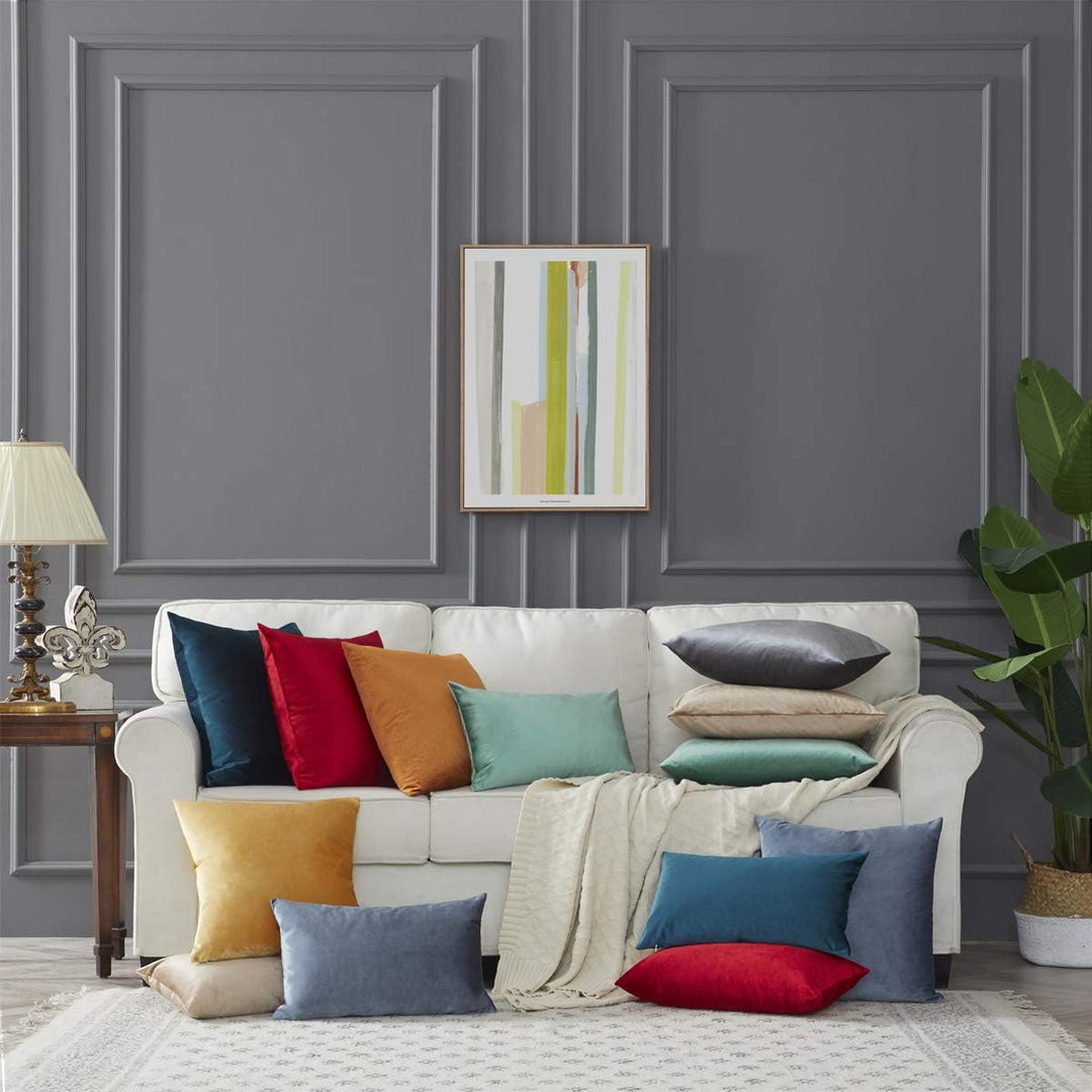 GIGIZAZA Samt Kissenbezug 50x50 cm Grau 4er Pack Kissenbezüge Kissenhülle Dekokissen für Sofa Wohnzi