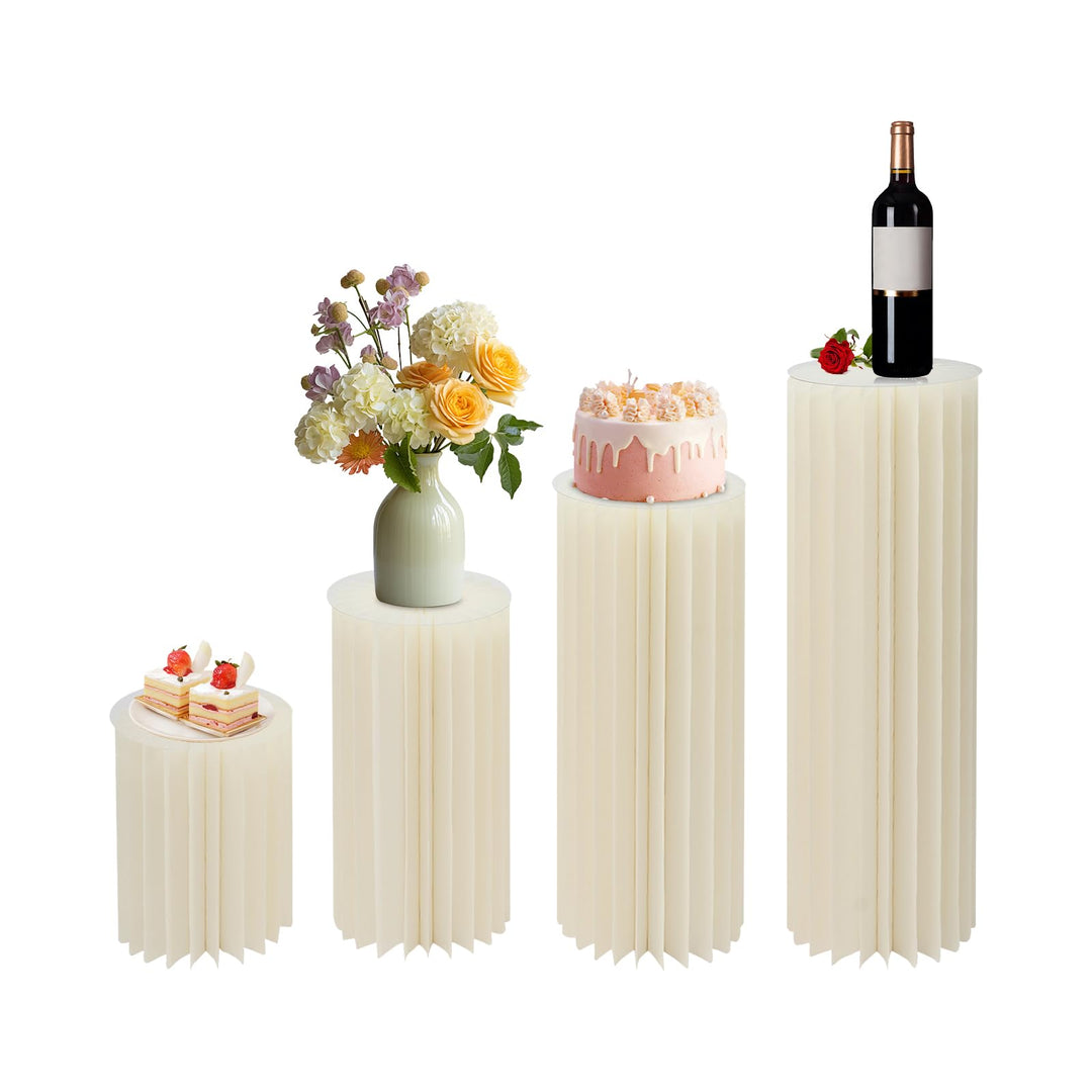 MccoMMon 4er-Pack Blumenständer mit zylindrischer Basis, Faltbarer Dekosäule,Blumensäule für Hochzei