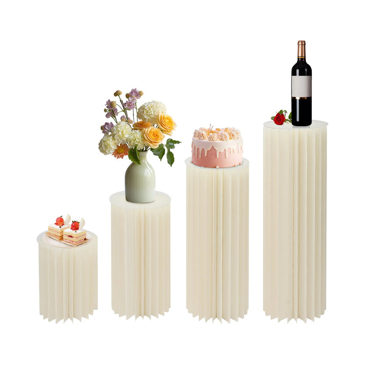 MccoMMon 4er-Pack Blumenständer mit zylindrischer Basis, Faltbarer Dekosäule,Blumensäule für Hochzei