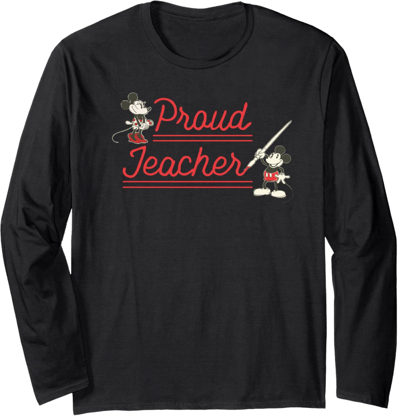 Disney Classic Mickey and Minnie Mouse Proud Teacher Retro Langarmshirt