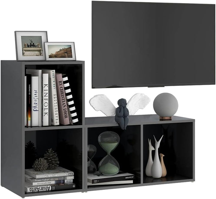 vidaXL 2X TV Schrank mit 2 Fächern Lowboard Sideboard Fernsehtisch Fernsehschrank TV Möbel HiFi-Schr