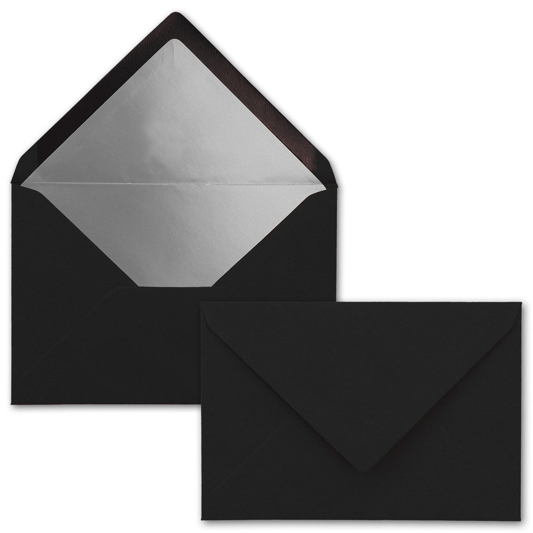 Kuverts in Schwarz - 75 Stück - Brief-Umschläge DIN C6-114 x 162 mm - 11,4 x 16,2 cm - Nassklebung -