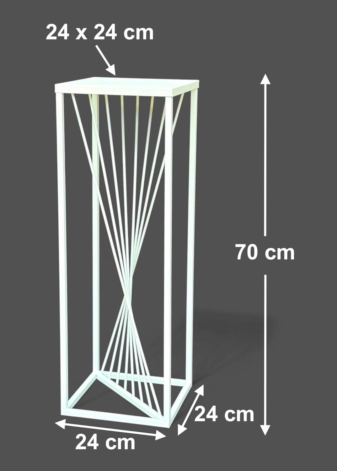 DanDiBo Blumenhocker Metall Weiss Eckig 70 cm Blumenständer Beistelltisch 96566 Blumensäule Design M