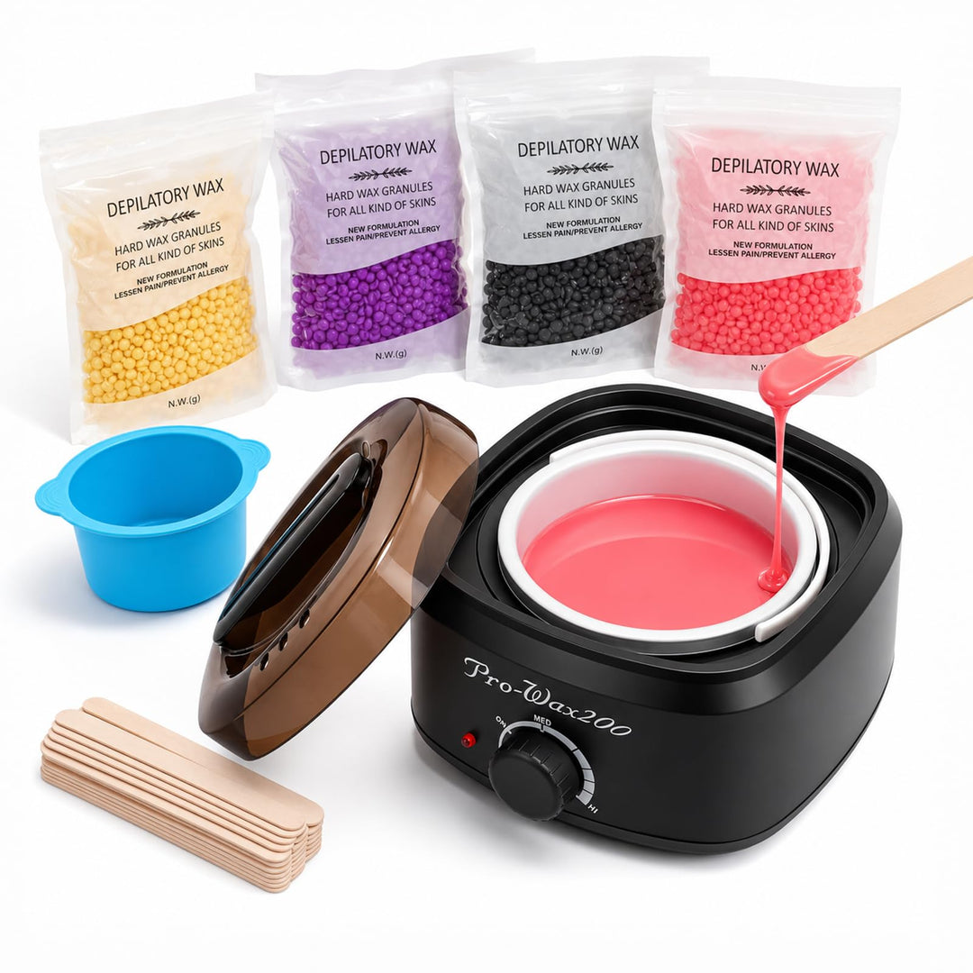 Waxing Set Frauen mit Wachswärmer &amp; Silikon-Schale, Wachs Haarentfernung Set mit 400g Wachsperlen, W