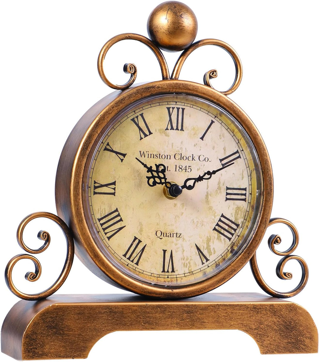 Retro Tischuhr Klassische Vintage Roman Stil Schreibtischuhr Silent Ohne Ticken für Wohnzimmer Schla
