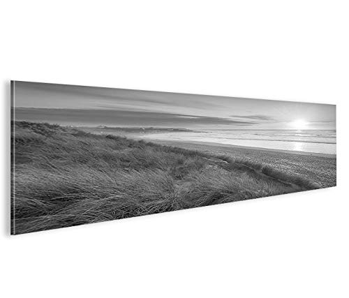 islandburner Bild Bilder auf Leinwand Dünen Schwarz-Weiss Nordseestrand Panorama XXL Poster Leinwand