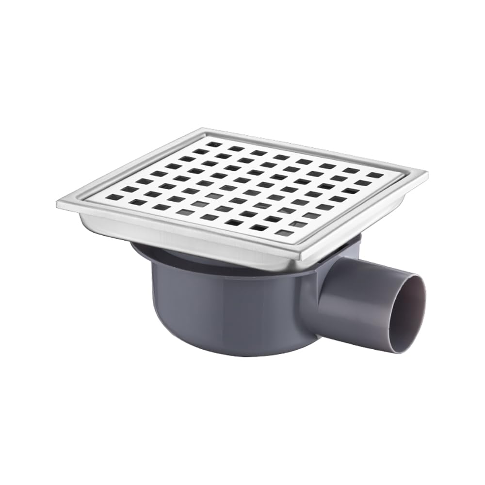 NEWFUN Bodenablauf DN 50, Duschablauf Flach,15 * 15cm Bodenablauf Edelstahl, Geruchshemmender, Unsic