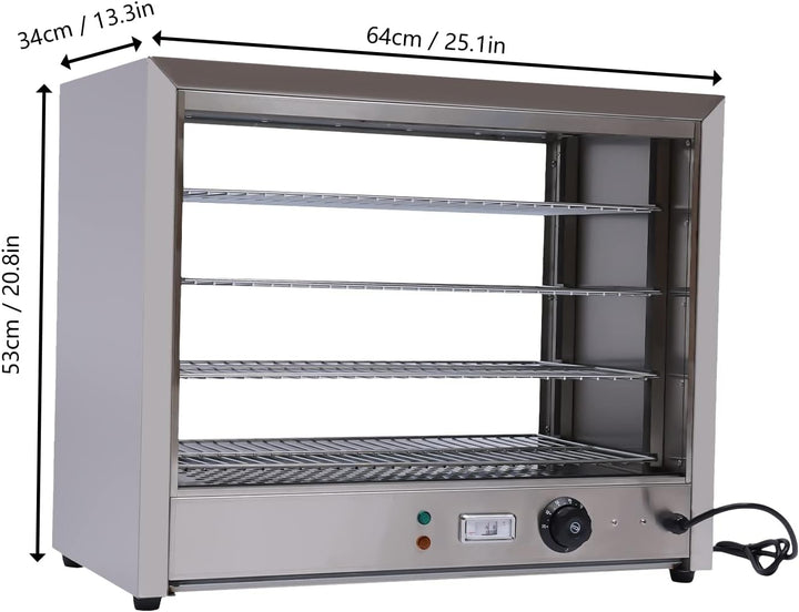 800W Warmhaltevitrine 4 Etagen Warmhaltetheke Wärmeschrank Speisenwärmer Warmhaltevitrine Edelstahl