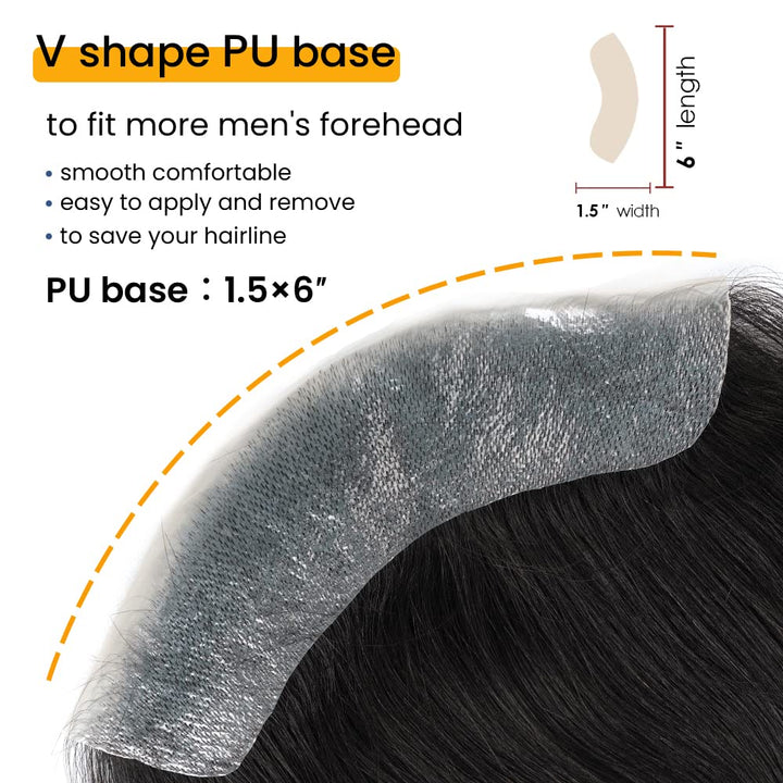 Lordhair Toupet Herren,100% Europäisches Echthaar Herren Toupet Echthaar,V-LOOP Skin Toupet Herren,T