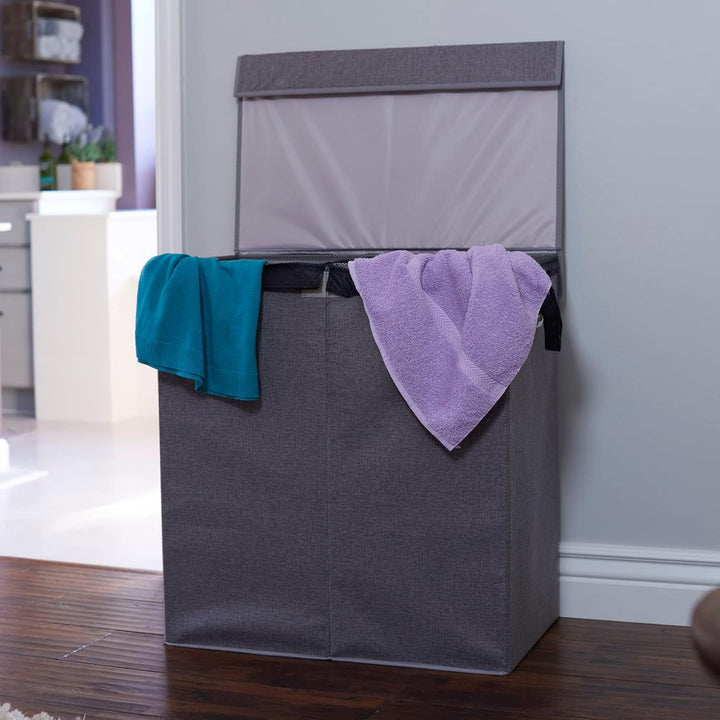 Household Essentials Hamper Wäscheservice Sorter mit Magnetverschluss, Double, Grau