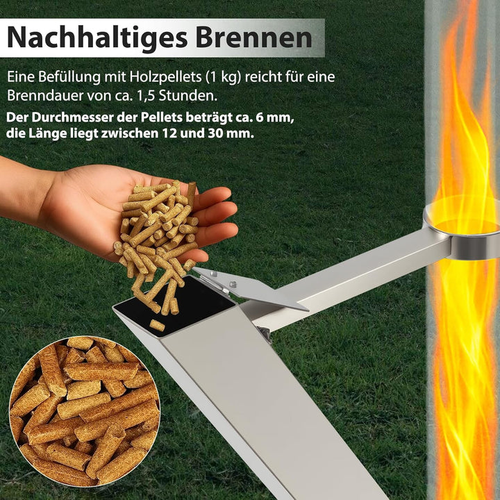 Feuerrohr Edelstahl, Feuersäule Outdoor, Feuerrohr Pelletfackel, Dekorativer Terrassenofen – Raketen