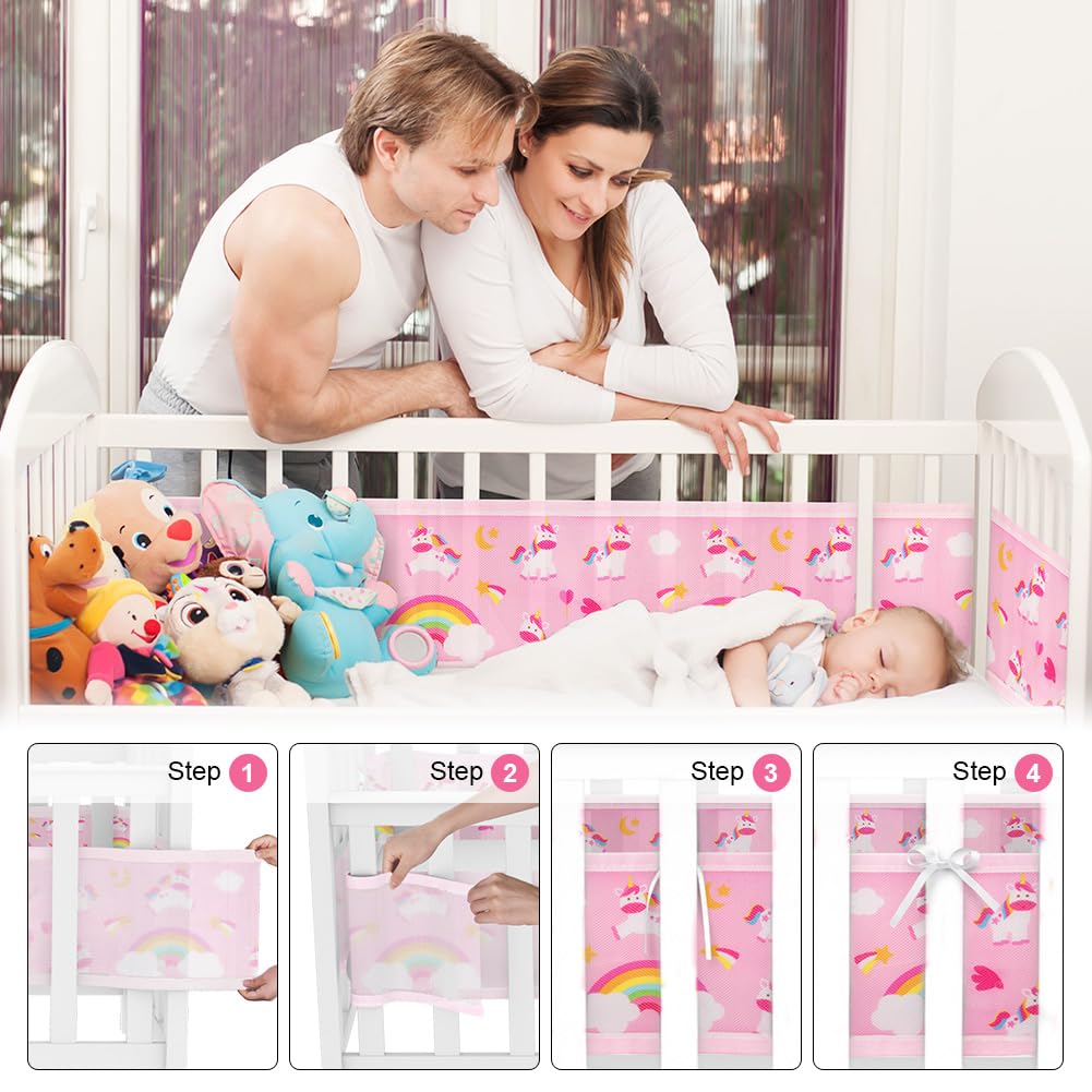 Aolso Bettumrandung Babybett, 2 Stück Nestchen für Kinderbetten Kantenschutz Baby Babybett, Atmungsa
