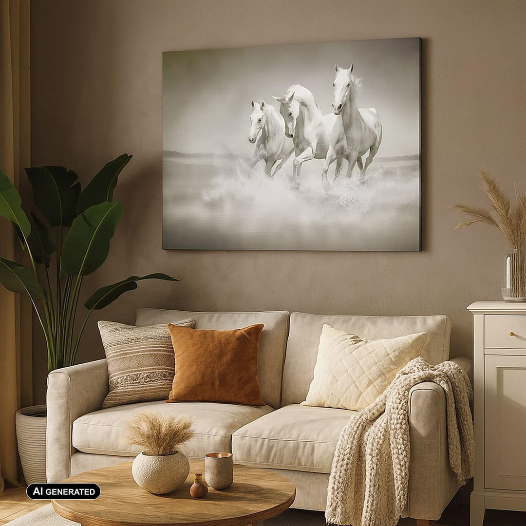 Bilder auf Leinwand 100x70cm Leinwandbild Bauernhof pferde galopp freiheit Gross Wanddeko Bild Schla