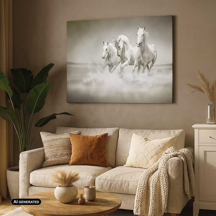 Bilder auf Leinwand 100x70cm Leinwandbild Bauernhof pferde galopp freiheit Gross Wanddeko Bild Schla
