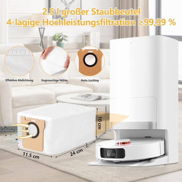 25 Stück Zubehör für Xiaomi X20 Plus / X10 Plus Saugroboter, Ersatzteile für Xiaomi X20, 6 Staubbeut