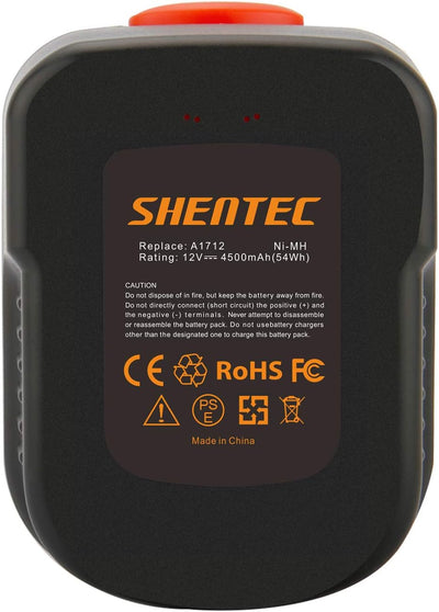 Shentec 12V 3500mAh NI-MH Ladegerät Ersatz für 12V Black und Decker Akku A12 HPB12 A12E A12-XJ A12EX