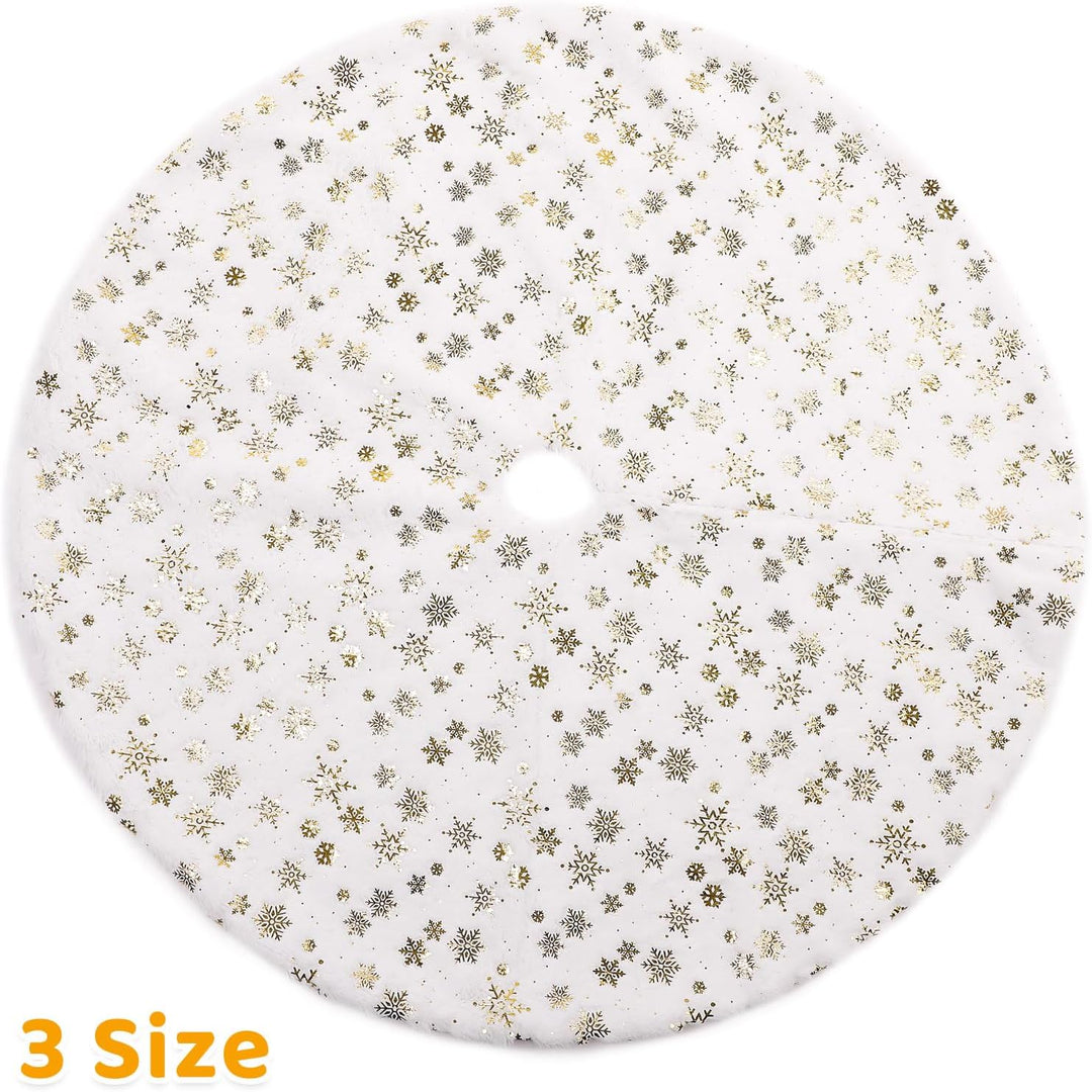 KONVINIT Weihnachtsbaum Rock Weiss Weihnachtsbaumdecke Round Plüsch Christmasbaumdecke Glitzer Schne