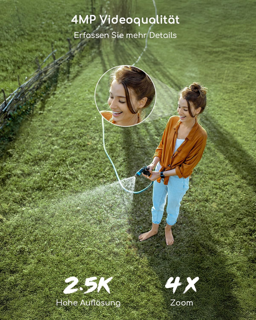 COOAU 4MP Überwachungskamera Aussen Solar Set - 365Tage mit Solarpanel - 2.5K Kabellos Kamera Überwa