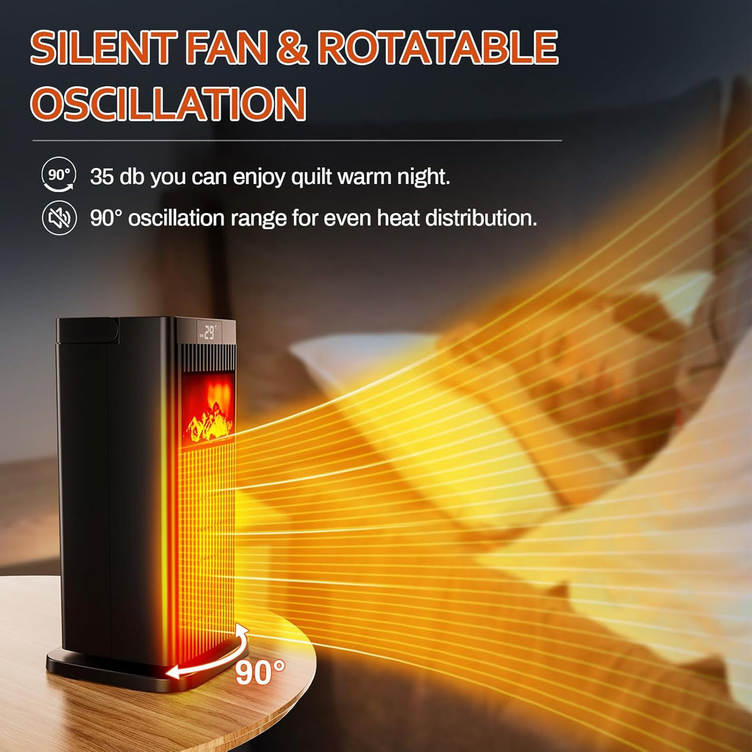 LIFERUN Heizlüfter Energiesparend Leise, 1500W Heizung Elektrisch mit 3D Flammenlicht, 4 Modus 12 St