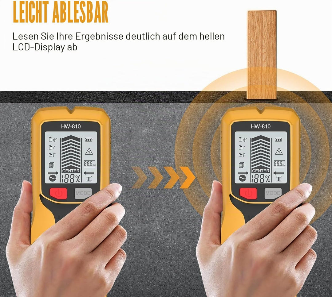 Qivine Kabelsucher Leitungssuchgerät 5 in 1, Digitales Leitungssucher Stromleitungen mit LCD-Display