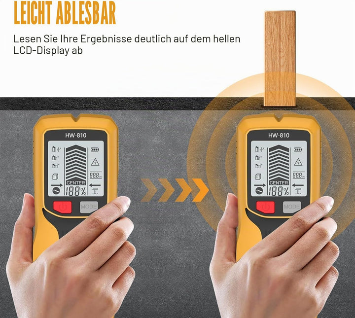 Qivine Kabelsucher Leitungssuchgerät 5 in 1, Digitales Leitungssucher Stromleitungen mit LCD-Display