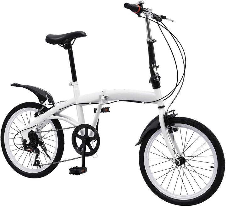 Fetcoi 20 Zoll Erwachsene Faltrad 7-Gang-Faltrad Camping Citybike weiss, Faltrad für Männer und Frau