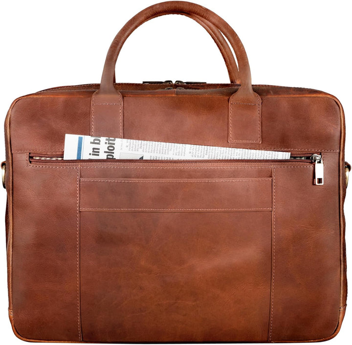 STILORD 'Dawson' Leder Aktentasche Umhängetasche mit Laptopfach 15,6 Zoll Vintage Bürotasche DIN A4