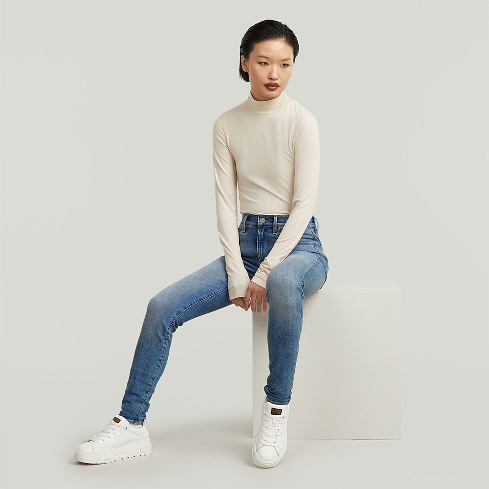 G-STAR Damen Jeans Hose 3301 Skinny Stretchdenim Greyblue Used 23W / 28L Blau (Vintage Gold Digger D