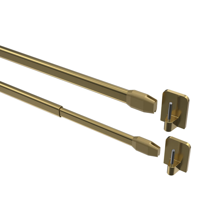 Interdeco Vitragestangen mit Klebehaken/Scheibenstangen Messing farbig (2 Stück), ausziehbar 80-140