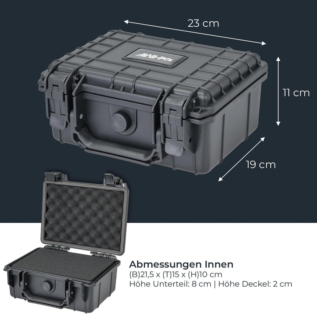 HMF ODK100 Outdoor-Fotokoffer, Transportkoffer mit Rasterschaumstoff | 23 x 19 x 11 cm, 23 x 19 x 11