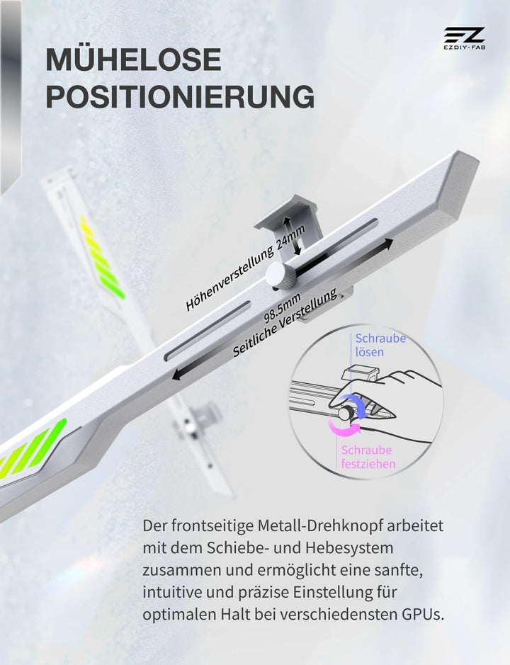 EZDIY-FAB VH90 ARGB Grafikarten-Stützhalterung,Verstärkte Verstellbare Anti-Sag GPU-Halterung mit Pr
