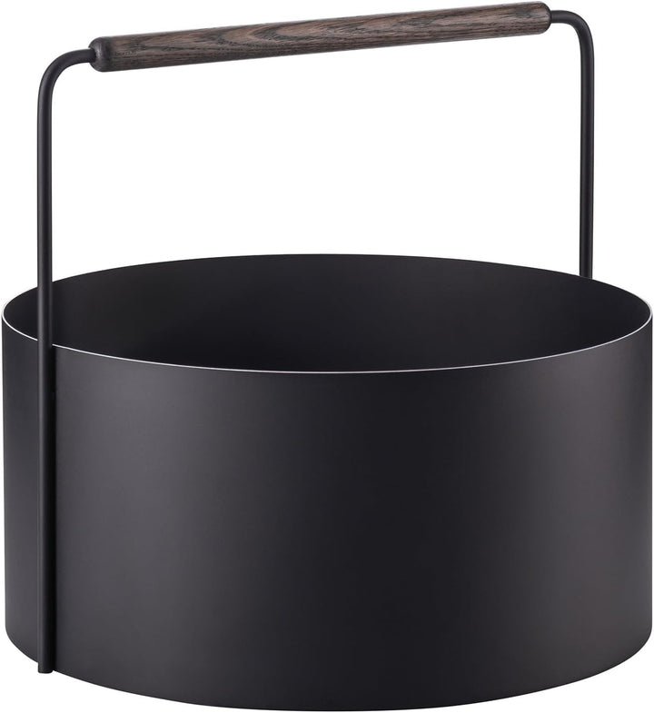 blomus Holzkorb ASHI | Feuerholzkorb mit Griff in Braun | 48L x 46B x 42H cm | Karminkorb aus pulver