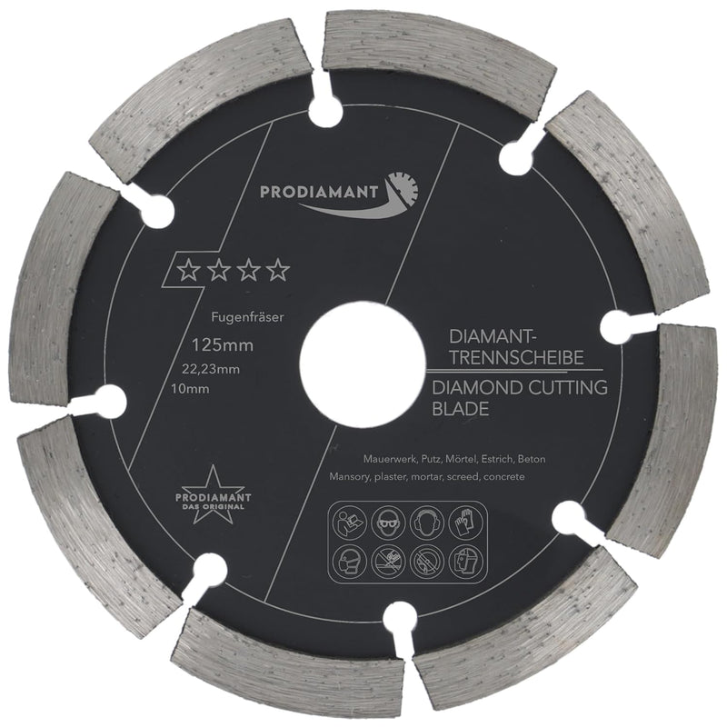 PRODIAMANT Fugenfräser ø 125 mm Breite 10mm für Mörtel Beton Mauerwerk und Putz 10mm Diamantsegment