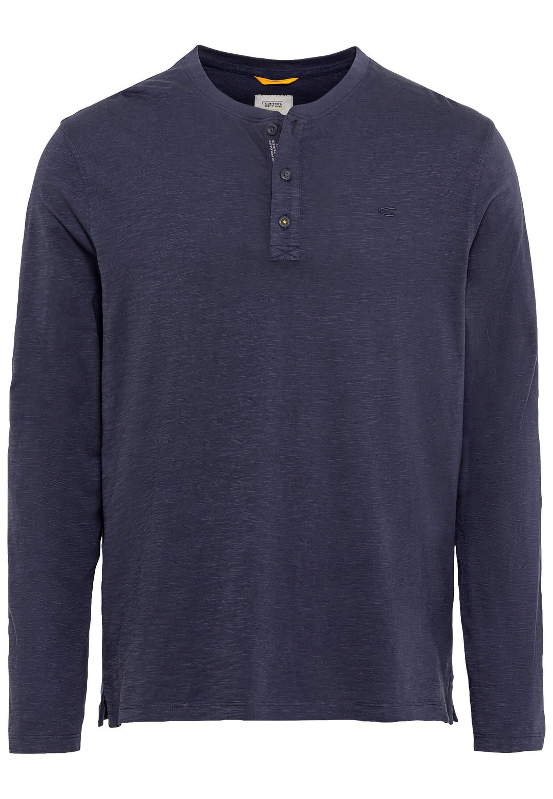 camel active Herren Langarm Henleyshirt aus Reiner Baumwolle L Dunkelblau, L Dunkelblau